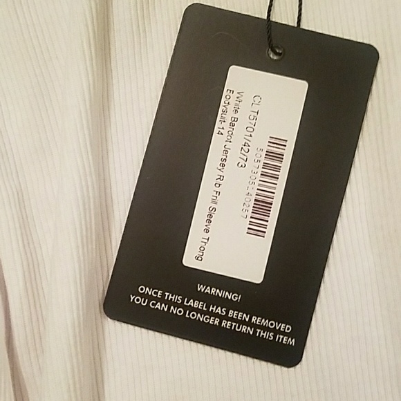 White bardot Jersey rib frill sleeve thong - Picture 2 of 6